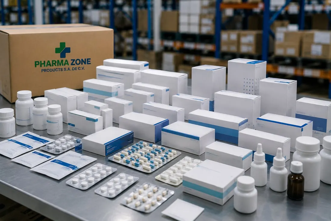 Ilustración de productos farmacéuticos